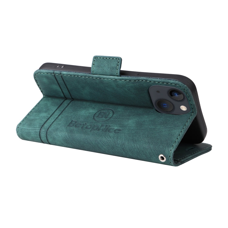 For iPhone 15 Plus BETOPNICE Dual-side Buckle Leather Phone Case(Green) - iPhone 15 Plus Cases by BETOPNICE | Online Shopping UK | buy2fix