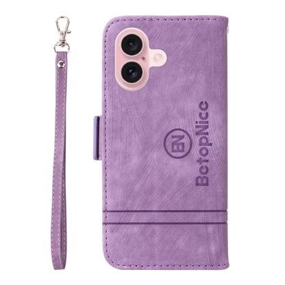 For iPhone 16 BETOPNICE Dual-side Buckle Leather Phone Case(Purple) - iPhone 16 Cases by BETOPNICE | Online Shopping UK | buy2fix