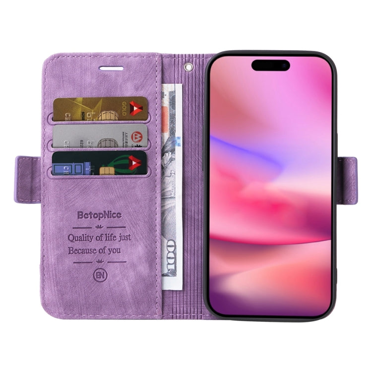 For iPhone 16 BETOPNICE Dual-side Buckle Leather Phone Case(Purple) - iPhone 16 Cases by BETOPNICE | Online Shopping UK | buy2fix