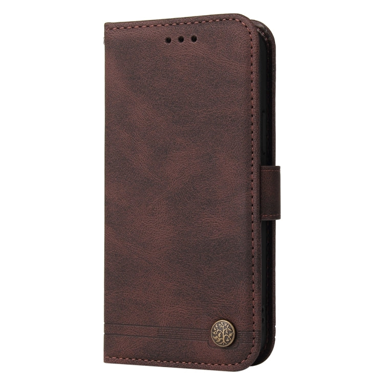 For iPhone 16e Skin Feel Life Tree Leather Phone Case(Brown) - iPhone 16e Cases by buy2fix | Online Shopping UK | buy2fix