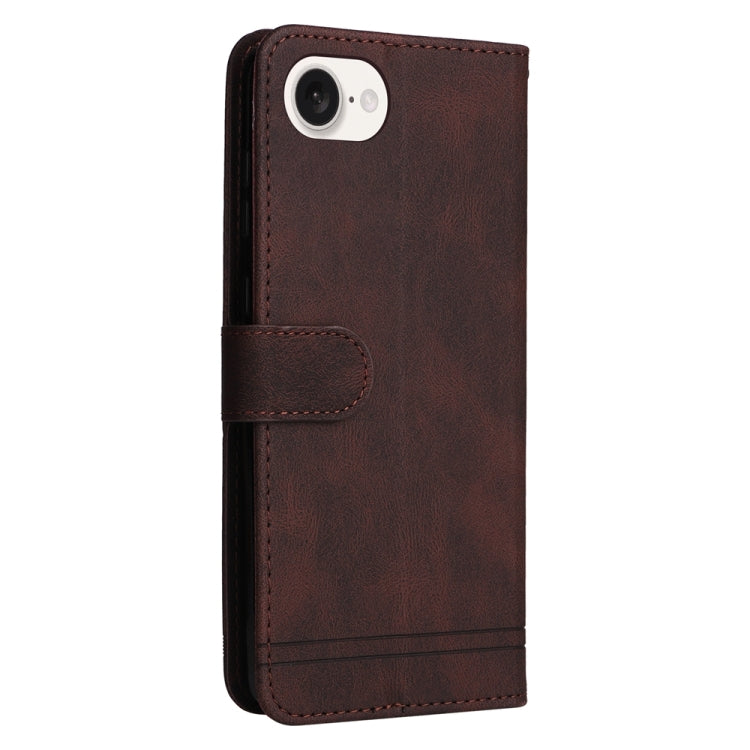 For iPhone 16e Skin Feel Life Tree Leather Phone Case(Brown) - iPhone 16e Cases by buy2fix | Online Shopping UK | buy2fix
