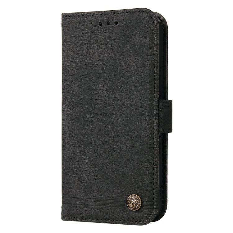 For iPhone 16e Skin Feel Life Tree Leather Phone Case(Black) - iPhone 16e Cases by buy2fix | Online Shopping UK | buy2fix