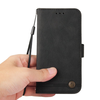 For iPhone 16e Skin Feel Life Tree Leather Phone Case(Black) - iPhone 16e Cases by buy2fix | Online Shopping UK | buy2fix