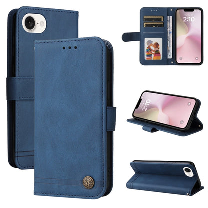 For iPhone 16e Skin Feel Life Tree Leather Phone Case(Blue) - iPhone 16e Cases by buy2fix | Online Shopping UK | buy2fix
