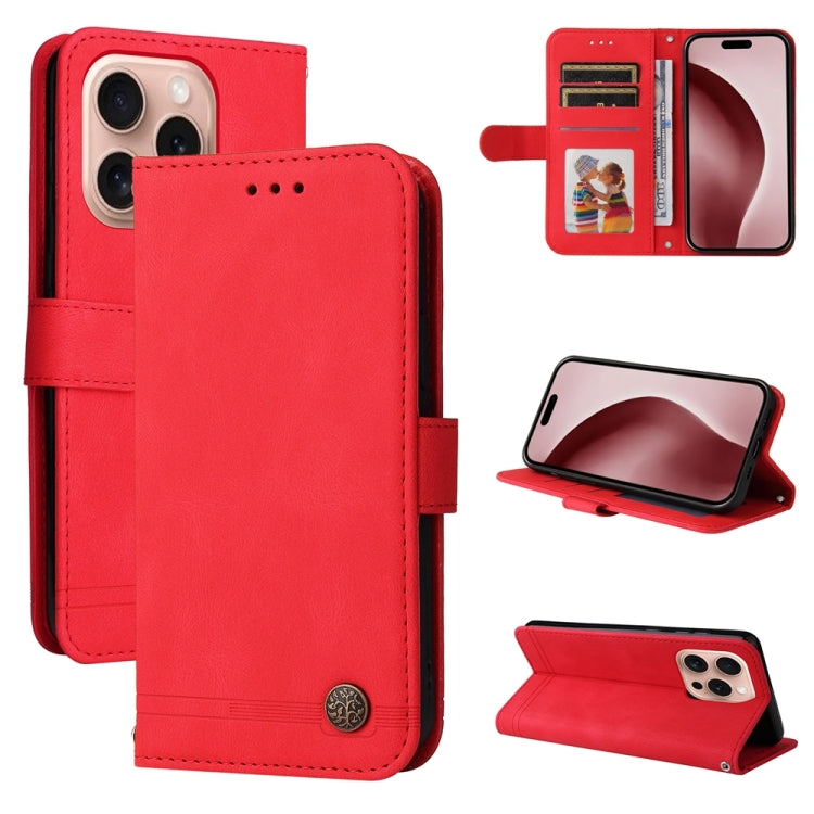 For iPhone 16 Pro Skin Feel Life Tree Leather Phone Case(Red) - iPhone 16 Pro Cases by buy2fix | Online Shopping UK | buy2fix