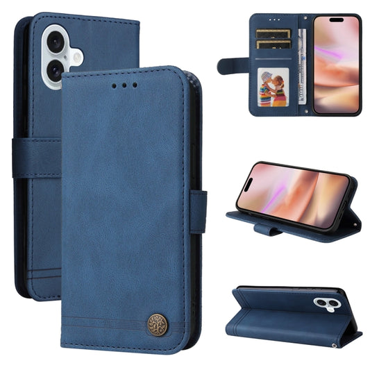 For iPhone 16 Plus Skin Feel Life Tree Leather Phone Case(Blue) - iPhone 16 Plus Cases by buy2fix | Online Shopping UK | buy2fix