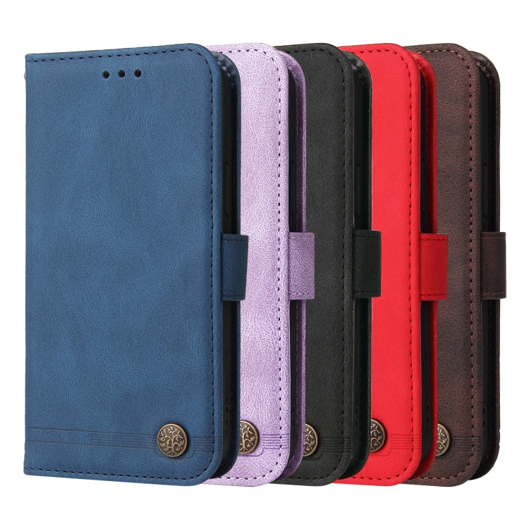 For iPhone 16e Skin Feel Life Tree Leather Phone Case(Red) - iPhone 16e Cases by buy2fix | Online Shopping UK | buy2fix