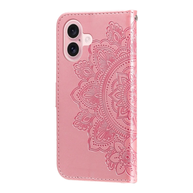 For iPhone 16 7-petal Flowers Embossing Leather Phone Case(Rose Gold) - iPhone 16 Cases by buy2fix | Online Shopping UK | buy2fix