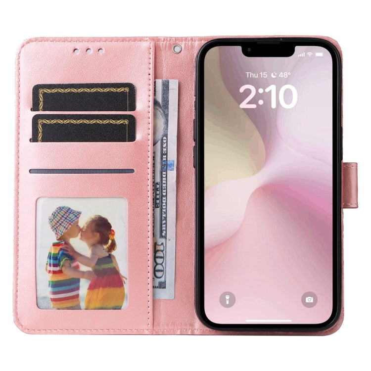 For iPhone 16e Embossed Sunflower Leather Phone Case(Pink) - iPhone 16e Cases by buy2fix | Online Shopping UK | buy2fix