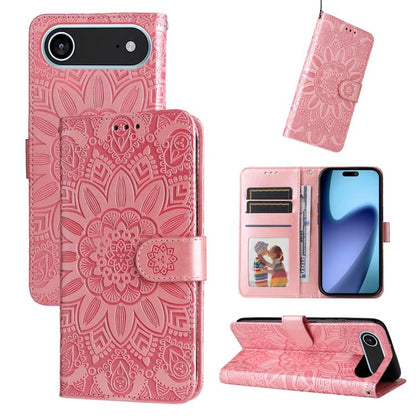 For iPhone Air Embossed Sunflower Leather Phone Case(Pink) - iPhone Air Cases by buy2fix | Online Shopping UK | buy2fix