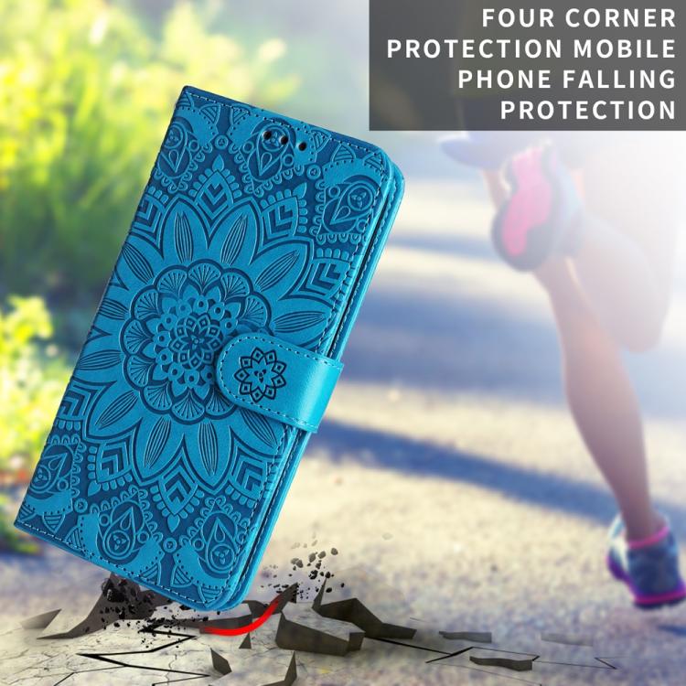 For iPhone Air Embossed Sunflower Leather Phone Case(Blue) - iPhone Air Cases by buy2fix | Online Shopping UK | buy2fix
