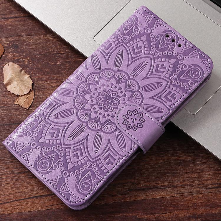 For iPhone Air Embossed Sunflower Leather Phone Case(Purple) - iPhone Air Cases by buy2fix | Online Shopping UK | buy2fix