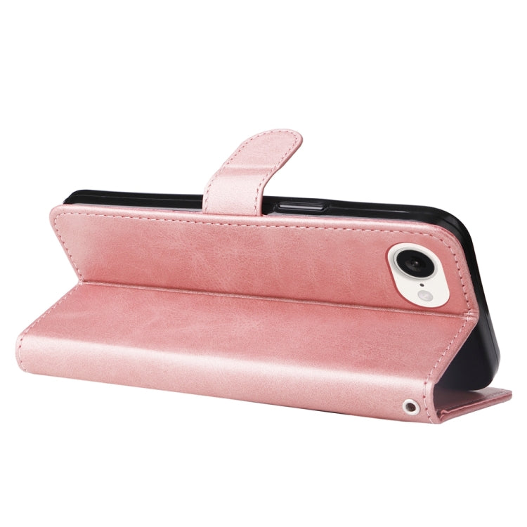 For iPhone 16e Fashion Calf Texture Zipper Leather Phone Case(Rose Gold) - iPhone 16e Cases by buy2fix | Online Shopping UK | buy2fix