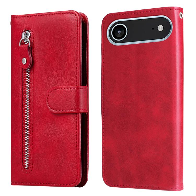 For iPhone Air Fashion Calf Texture Zipper Leather Phone Case(Red) - iPhone Air Cases by buy2fix | Online Shopping UK | buy2fix