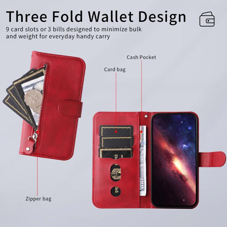 For iPhone Air Fashion Calf Texture Zipper Leather Phone Case(Red) - iPhone Air Cases by buy2fix | Online Shopping UK | buy2fix