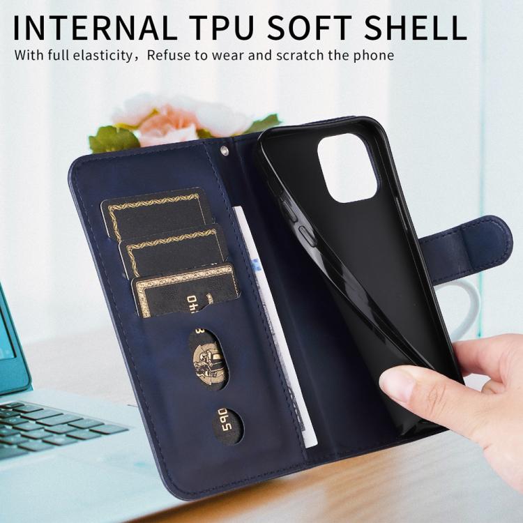 For iPhone Air Fashion Calf Texture Zipper Leather Phone Case(Blue) - iPhone Air Cases by buy2fix | Online Shopping UK | buy2fix