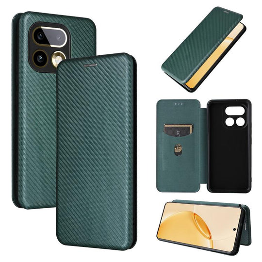 For Realme 16 Pro+ 5G Carbon Fiber Texture Flip Leather Phone Case(Green)