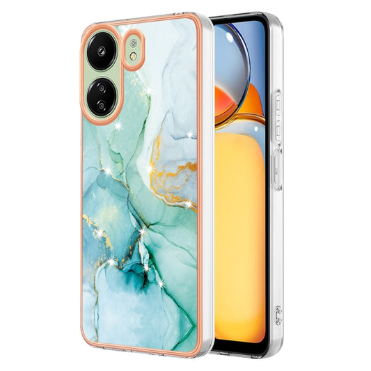 For Xiaomi Redmi 13C 4G Electroplating Marble Dual-side IMD Phone Case(Green 003) - 13C Cases by buy2fix | Online Shopping UK | buy2fix