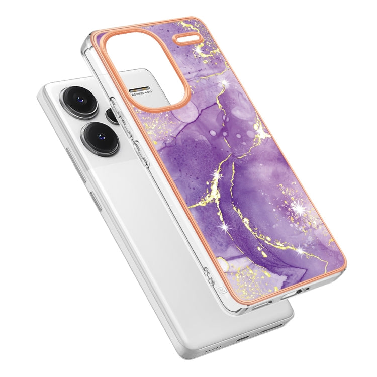 For Xiaomi Redmi Note 13 Pro+ 5G Electroplating Marble Dual-side IMD Phone Case(Purple 002) - Note 13 Pro+ Cases by buy2fix | Online Shopping UK | buy2fix