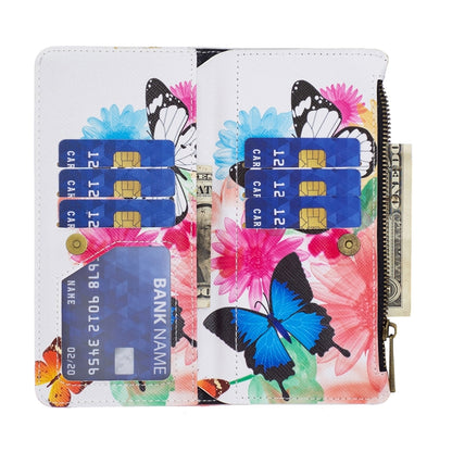 For iPhone 16 Pro Max Colored Drawing Pattern Zipper Phone Leather Case(Two Butterflies) - iPhone 16 Pro Max Cases by buy2fix | Online Shopping UK | buy2fix