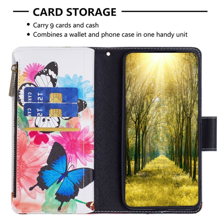 For iPhone 16 Plus Colored Drawing Pattern Zipper Phone Leather Case(Two Butterflies) - iPhone 16 Plus Cases by buy2fix | Online Shopping UK | buy2fix