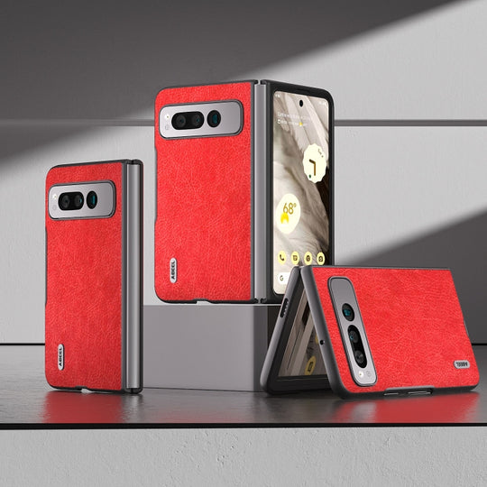 For Google Pixel Fold ABEEL Retro Litchi Texture PU Phone Case(Red)