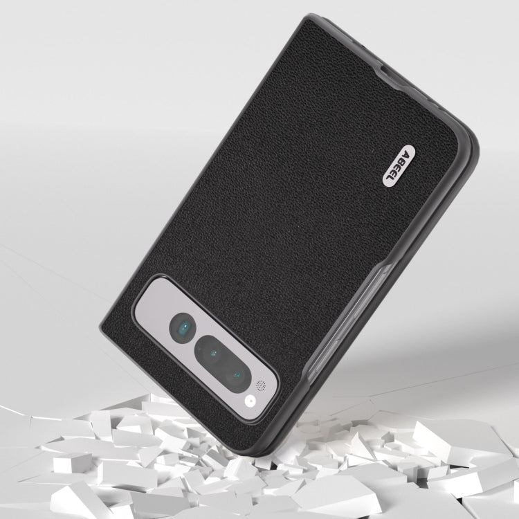 For Google Pixel Fold ABEEL Genuine Leather Luolai Series Phone Case(Black) by buy2fix
