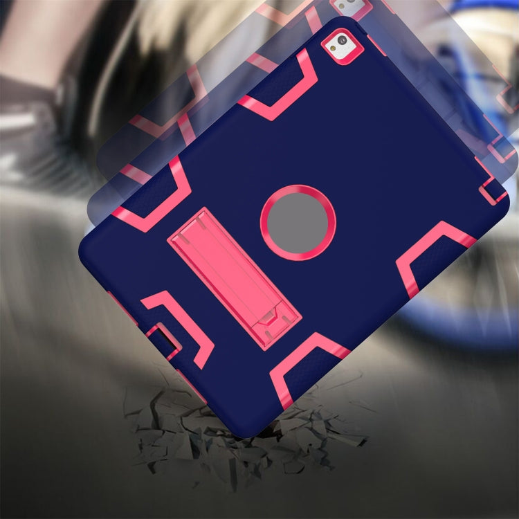 For iPad 9.7(2017) Shockproof PC + Silicone Protective Case，with Holder(Navy Blue Rose) - iPad 9.7 (2018) & (2017) Cases by buy2fix | Online Shopping UK | buy2fix