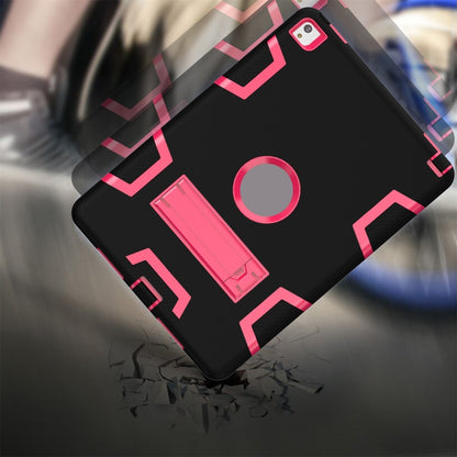 For iPad 9.7(2017) Shockproof PC + Silicone Protective Case，with Holder(Black Rose) - iPad 9.7 (2018) & (2017) Cases by buy2fix | Online Shopping UK | buy2fix