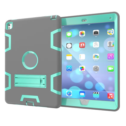 For iPad 9.7(2017) Shockproof PC + Silicone Protective Case，with Holder(Gray Mint Green) - iPad 9.7 (2018) & (2017) Cases by buy2fix | Online Shopping UK | buy2fix