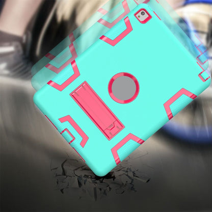 For iPad 9.7(2017) Shockproof PC + Silicone Protective Case，with Holder(Green Rose) - iPad 9.7 (2018) & (2017) Cases by buy2fix | Online Shopping UK | buy2fix