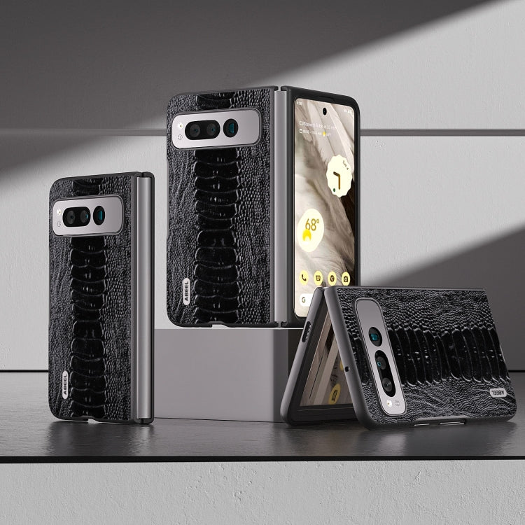 For Google Pixel Fold ABEEL Genuine Leather Weilai Series Phone Case(Black) by buy2fix