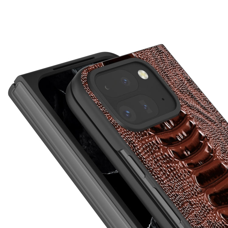 For Google Pixel 9 Pro Fold ABEEL Genuine Leather Weilai Series Phone Case(Coffee) - Google Cases by buy2fix | Online Shopping UK | buy2fix