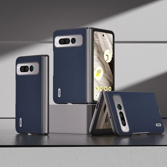 For Google Pixel Fold ABEEL Genuine Leather Xiaoya Series Phone Case(Blue) by buy2fix