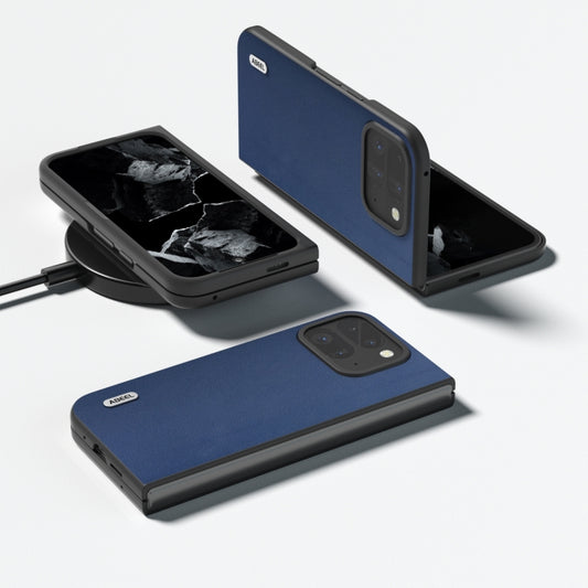 For Google Pixel 9 Pro Fold ABEEL Genuine Leather Xiaoya Series Phone Case(Blue) by buy2fix
