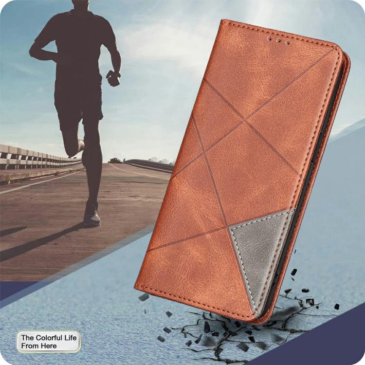 For iPhone 17 Rhombus Texture Magnetic Leather Phone Case(Brown) - iPhone 17 Cases by buy2fix | Online Shopping UK | buy2fix