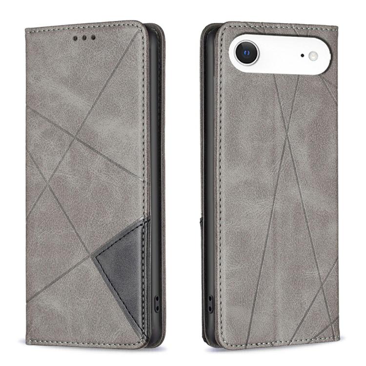 For iPhone 17 Air Rhombus Texture Magnetic Leather Phone Case(Grey) - iPhone 17 Air Cases by buy2fix | Online Shopping UK | buy2fix