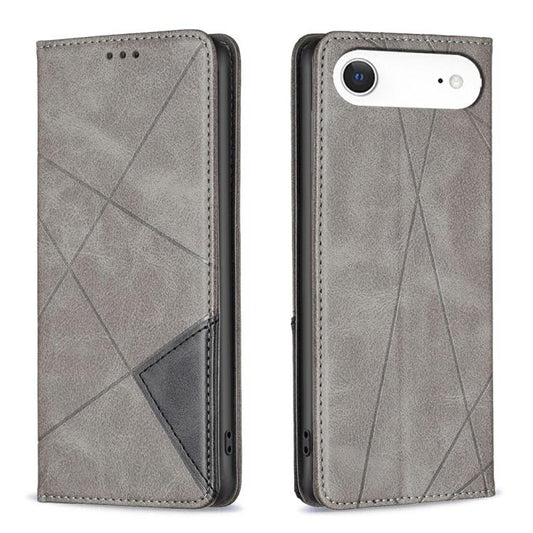 For iPhone 17 Air Rhombus Texture Magnetic Leather Phone Case(Grey) - iPhone 17 Air Cases by buy2fix | Online Shopping UK | buy2fix