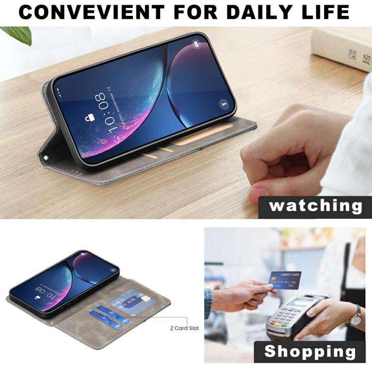 For iPhone 17 Air Rhombus Texture Magnetic Leather Phone Case(Grey) - iPhone 17 Air Cases by buy2fix | Online Shopping UK | buy2fix