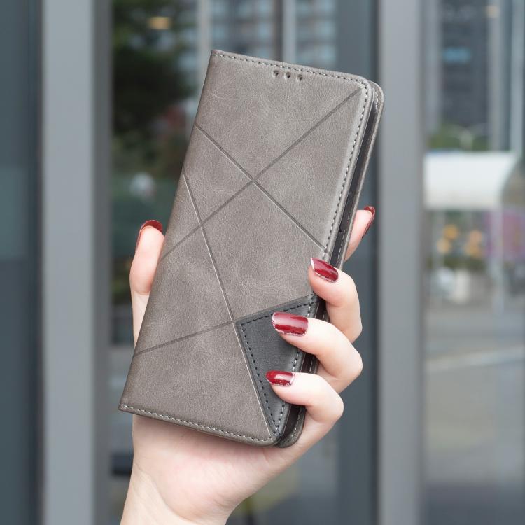 For iPhone 17 Air Rhombus Texture Magnetic Leather Phone Case(Grey) - iPhone 17 Air Cases by buy2fix | Online Shopping UK | buy2fix