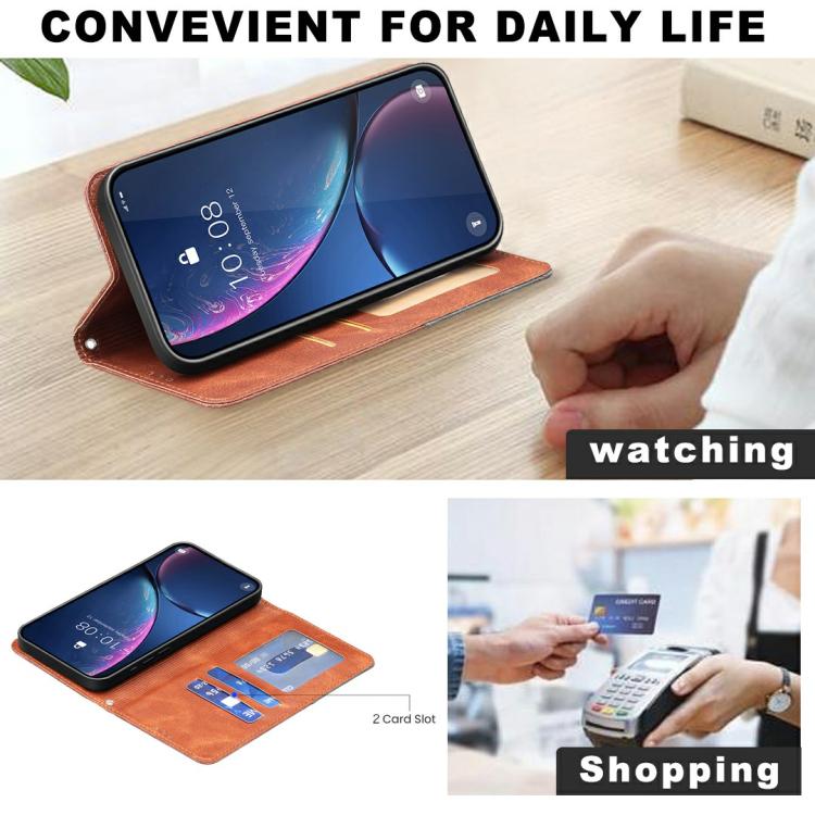 For iPhone 17 Pro Rhombus Texture Magnetic Leather Phone Case(Brown) - iPhone 17 Pro Cases by buy2fix | Online Shopping UK | buy2fix