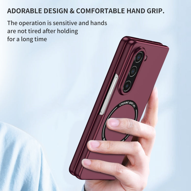 For Samsung Galaxy Z Fold6 5G Magsafe Magnetic Folding PC Phone Case(Wine Red) - Galaxy Z Fold6 5G Cases by buy2fix | Online Shopping UK | buy2fix