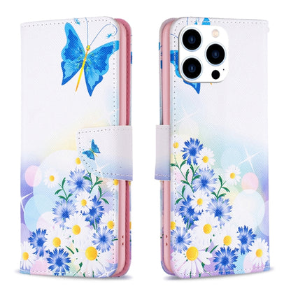 For iPhone 16 Pro Colored Drawing Pattern Leather Phone Case(Butterfly Love) - iPhone 16 Pro Cases by buy2fix | Online Shopping UK | buy2fix