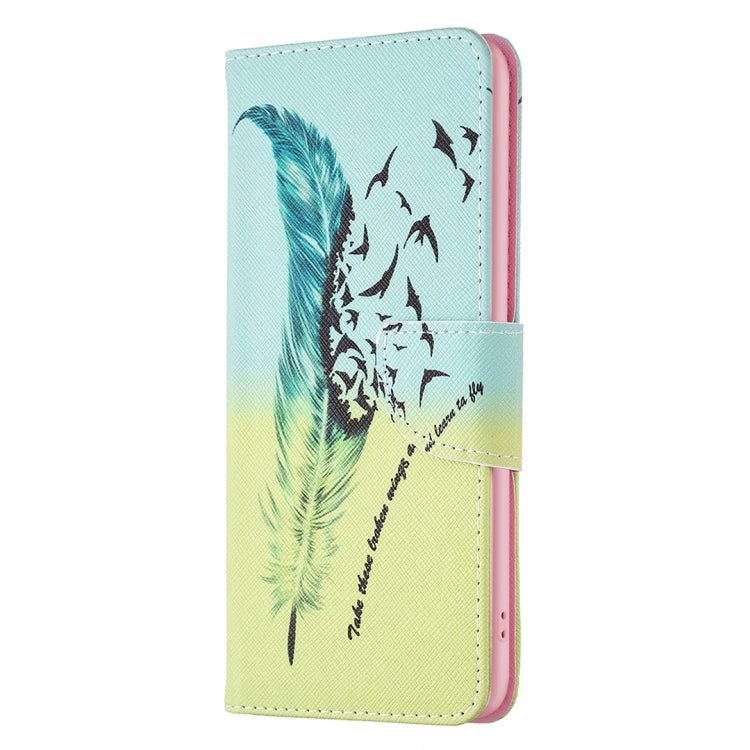 For iPhone 16 Colored Drawing Pattern Leather Phone Case(Feather) by buy2fix