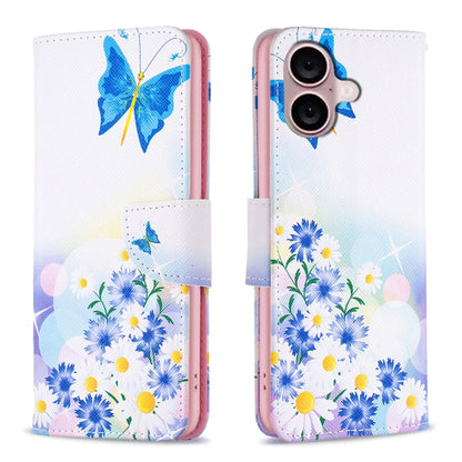 For iPhone 16 Colored Drawing Pattern Leather Phone Case(Butterfly Love) by buy2fix