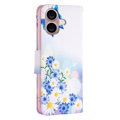For iPhone 16 Colored Drawing Pattern Leather Phone Case(Butterfly Love) by buy2fix