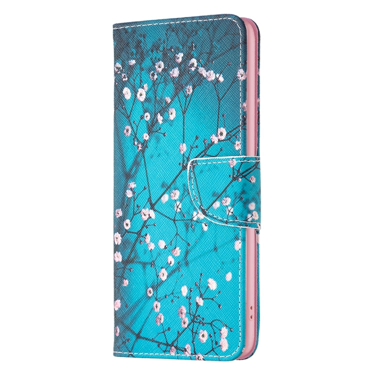For iPhone 16 Plus Colored Drawing Pattern Leather Phone Case(Plum Blossom) by buy2fix