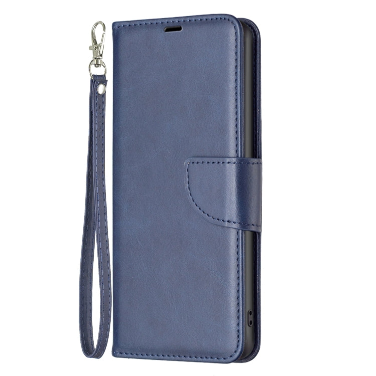 For iPhone 16 Plus Lambskin Texture Pure Color Flip Leather Phone Case(Blue) - iPhone 16 Plus Cases by buy2fix | Online Shopping UK | buy2fix