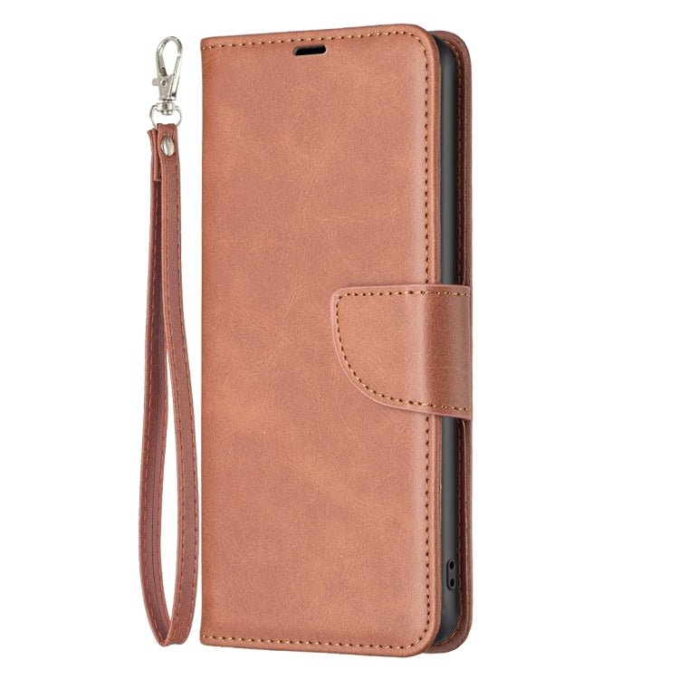 For iPhone 16 Plus Lambskin Texture Pure Color Flip Leather Phone Case(Brown) - iPhone 16 Plus Cases by buy2fix | Online Shopping UK | buy2fix