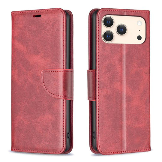 For iPhone 18 Pro Max/17 Pro Max Lambskin Texture Pure Color Flip Leather Phone Case(Red)